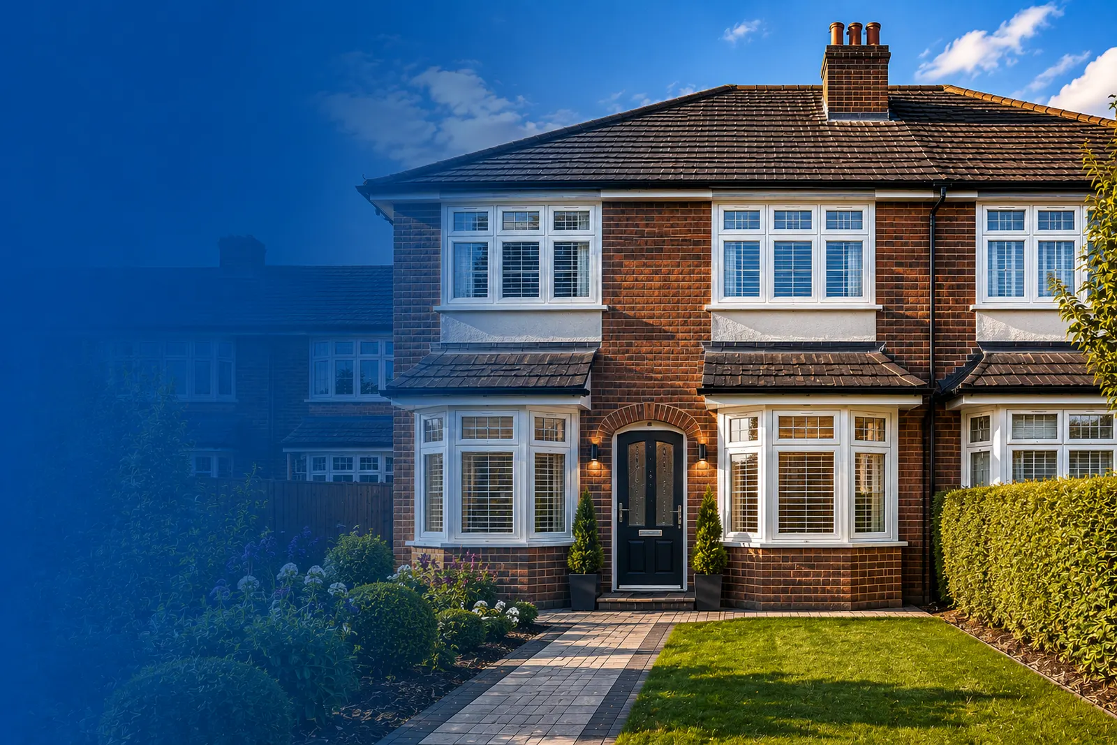Modern semi-detached Urmston home with new white uPVC bay windows